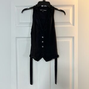 Betsey Johnson Blackish Ruffled Sleeveless Vest
